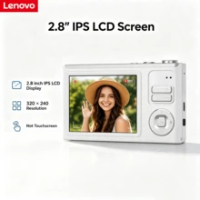 Lenovo XJ22 復古風 CCD-4K 數位攝影機，迷你便攜式攝錄機，配備 2.8 吋螢幕，內置 1000mAh 電池，支援影片錄製，附補光燈，適合初學者拍攝 Vlog 與旅行攝影 - 米黃色 - 查看 3