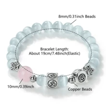 1 Buah Gelang Spacer Simbol OM Batu Alam Berwarna-warni dengan Manik Kristal, Gelang Elastis untuk Wanita dan Pasangan, Perhiasan untuk Pemakaian Sehari-hari, Hadiah. - MultiWarna - View 6