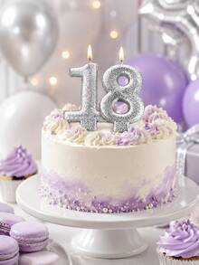 1pc Sequin Number Birthday Candle 0-9 Silver Age Candle, Elegant Cake Decor Topper, Suitable For Children And Adult Birthday Parties, Anniversaries, Weddings And Celebration Events - View 6
