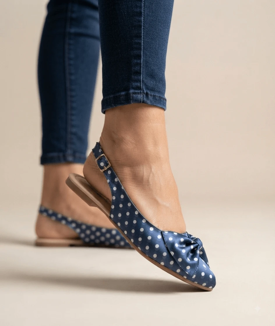 Zapatillas Slingback de Lunares con Lazo Hebilla Hollow Out | Moda de ...