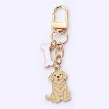 Cute Enamel Dog Keychain With Bone Charm, Gold-Tone Pet Lover Bag Pendant, Y2K Purse Backpack Accessory, Everyday Gift - Multicolor - View 7