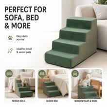 1pc Right Angle Pet Stairs, 3/4/5 Steps High Elasticity Sponge Climbing Ladder Suitable For Elderly And Disabled Pets To Get On Sofa And Bed, Non-Slip And Removable Washable - Multicolor - View 8