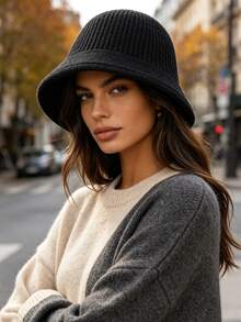 1-Day Knit Bucket Hat, Windproof, Sun Protection, UV Protection, 3D Textured, Foldable, Fashionable & Versatile, Elegant Style, Soft & Comfortable, Breathable, Multi-Functional, Flattering Skin Tone, Slimming Face, Suitable For Beach, Outings, Hiking, Cycling - Multicolor - View 5