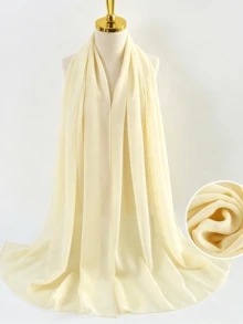 1件 180*85cm 女款純色黏膠纖維透氣柔軟莫代爾頭巾圍巾，適用於阿巴雅長袍，四季皆宜 - 檸檬黃 - 查看 3