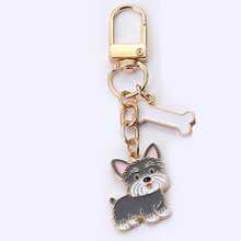 Cute Enamel Dog Keychain With Bone Charm, Gold-Tone Pet Lover Bag Pendant, Y2K Purse Backpack Accessory, Everyday Gift - Multicolor - View 15