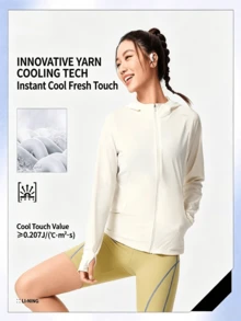 Jaket Berkerudung Pelindung Matahari Bernapas LI-NING LN COOL Wanita AFDV286 - seperti susu - View 3