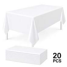 3pcs/12pcs/20pcs White Disposable Tablecloths, Rectangular Plastic PE Waterproof Dining Table Cover, Banquet Birthday Wedding Party Gathering Tablecloth, Tabletop Decoration Supplies - Multicolor - View 14