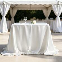 1pc Rectangular Satin Tablecloth, Suitable For Mother's Day And Holiday Decorations, Parties, Banquets, Camping, Picnics, Barbecues, Indoor And Outdoor Daily Use. - White - View 3