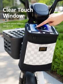 Motorcycle Scooter Front Storage Bag, Touch Screen Phone Window Handlebar Organizer Pouch, 23 X 27 X 12 Cm Zippered Hanging Bag With Front Pocket And Detachable Shoulder Strap For Electric Scooter, Moped, E-Bike, Daily Commuting Accessories - A - View 5