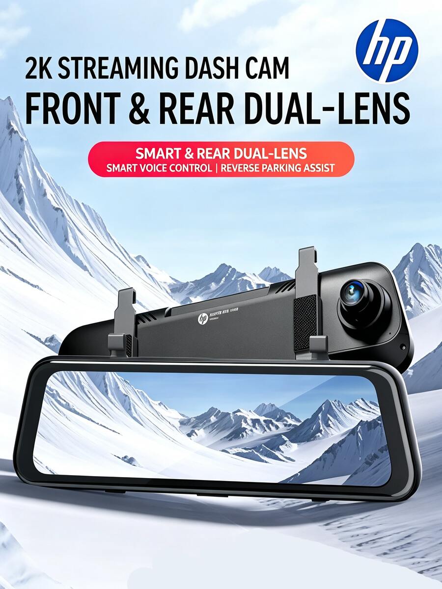HP F799W Car Streaming Rearview Mirror Dash Cam 1296P HD Night Vision WIFI Phone Connectivity 9.35-Inch Touchscreen - F799W - View 1