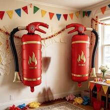 2pcs 29.92 Inch Fire Pump Balloons, Perfect For Flame Theme Party, Firefighter Adult Party Decoration Balloons - View 4