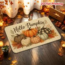 1/2件裝秋季門墊 Hello Pumpkin 秋季主題法蘭絨地墊，舒適柔軟吸水防滑可機洗，多功能居家玄關地毯，適用廚房、浴室、走廊，感恩節裝飾地板墊，適合客廳、臥室、陽台、洗衣房，營造秋季氛圍裝飾 - 彩色 - 查看 7