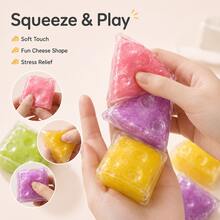 1pc-Squishy Ice Cream Cheese, Colorful Mini Cheese-Shaped Realistic Figurines, With Smooth And Soft Surfaces, Portable Desktop Handheld Accessories - Sleep Aid - Birthday Gift - Holiday Gift - Emotional Healing Toy - Multicolor - View 2