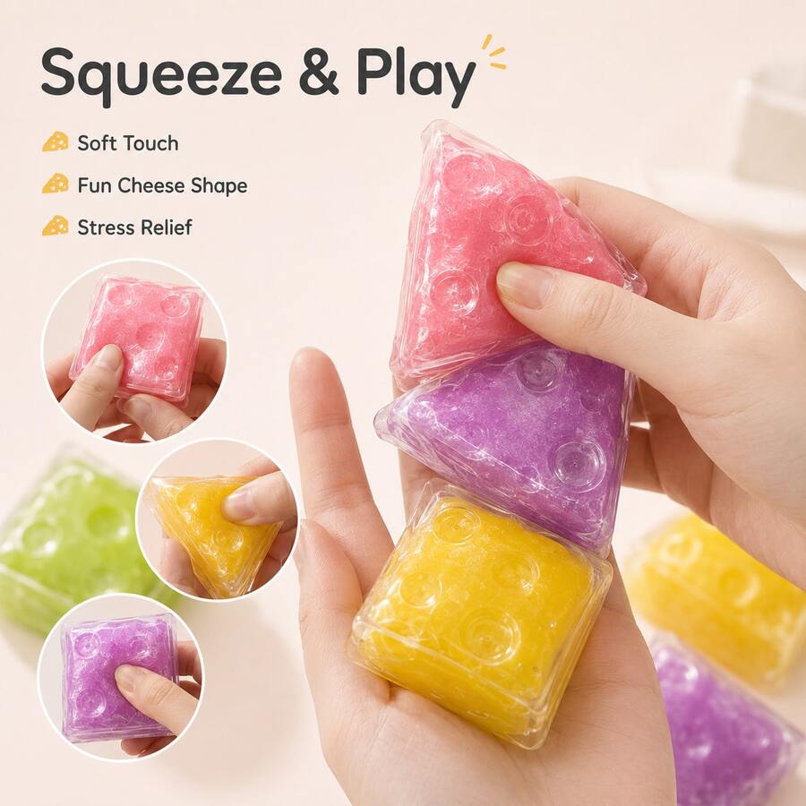 1pc-Squishy Ice Cream Cheese, Colorful Mini Cheese-Shaped Realistic Figurines, With Smooth And Soft Surfaces, Portable Desktop Handheld Accessories - Sleep Aid - Birthday Gift - Holiday Gift - Emotional Healing Toy