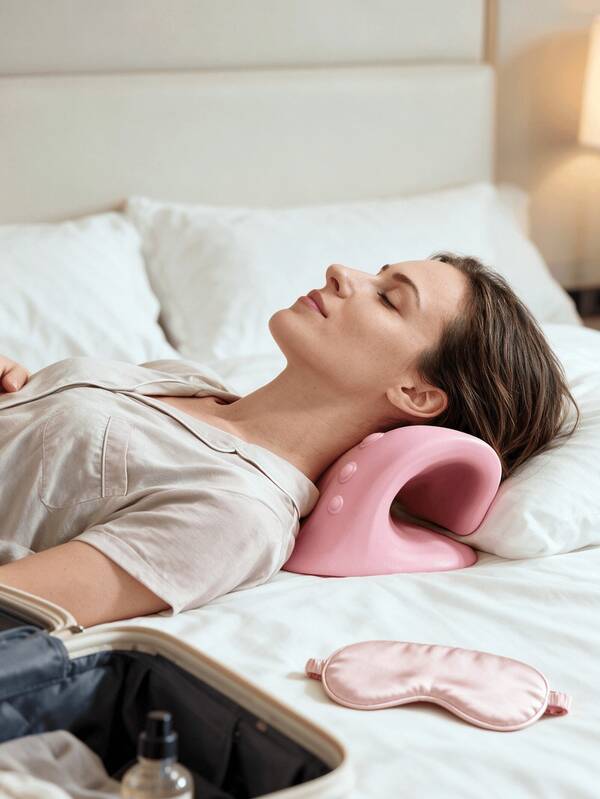 Ergonomic Neck And Shoulder Relaxer, Pillow, Spinal Alignment Pillow, Travel Portable Pillow, Neck Stretcher, Lightweight Portable Travel Accessory, Pillow Suitable For Camping, Travel, Napping, Office Rest, Cervical And Lumbar Support, Suitable For Back To School, Mother's Day, Independence Day, Father's Day Gifts, Vacation, Beach, Dating, Shopping And Commuting, Perfect Travel And Graduation Gift For Friends, Sisters, Back To School Gift
