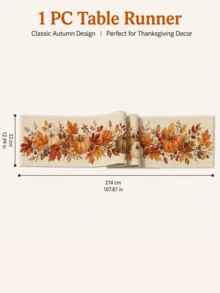 Autumn Pumpkin Table Runner, Maple Leaf Berry Acorn Floral Print Dining Table Decor, Suitable For Thanksgiving, Harvest Party, Kitchen, Dining Room And Farmhouse Home Decor - Multicolor - View 9
