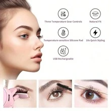 USB Rechargeable Electric Eyelash Curler, Heated Eyelash Curler With 3 Temperature Settings, Anti-Scald Brush Head, Suitable For All Eye Shapes, Portable Eyelash Styling Tool - Multicolor - View 4