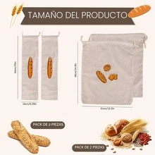 Bread Storage Bag Set, Drawstring Cotton Bags For Baguette And Toast, Fresh Baked Bread Print Food Bags, Suitable For Home Kitchen Slow Baking - Multicolor - View 4