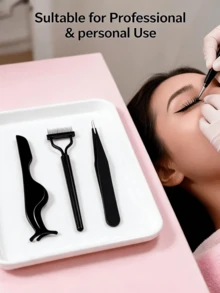 JINSHEE Eyelash Extension Tweezers Set, 3 Pieces Set Of Multifunctional Stainless Steel Tweezers, High-Precision And Durable Eyelash Tool, Multifunctional And Convenient Eyelash Extension Beauty Tool, Suitable For Various Scenarios - Black - View 4