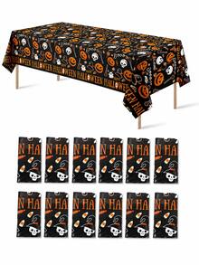 1pc Halloween Theme Disposable Tablecloth, 54 X 108 Inch Waterproof Rectangular Tablecloth, Party Decoration Plastic Table Cover, Leakproof And Durable - Black - View 2