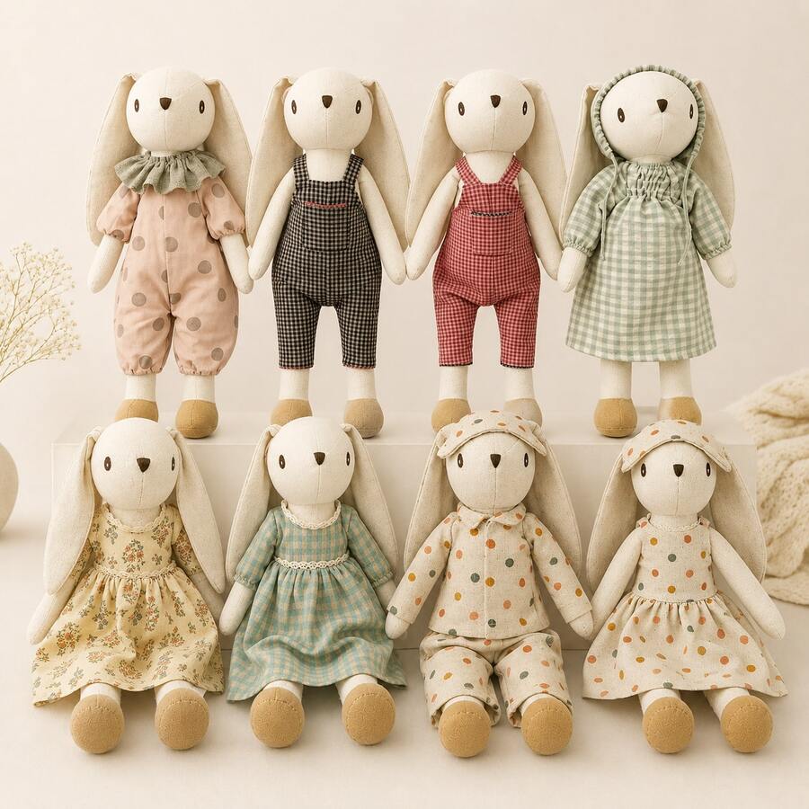 1 buah Boneka Kelinci Lucu Bergaya Nordik, Seri Teman Kelinci Padang Rumput, Boneka Kelinci Dongeng Kreatif, Boneka Teman Bermain Peran Anak, Hadiah Dekorasi Kamar Natal, Boneka Plush, Boneka Kelinci Paskah, Kelinci Natal