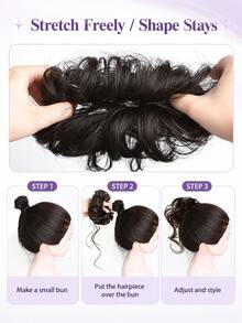1 Buah Ekstensi Rambut Cepol Berantakan dengan Untaian Keriting, Sanggul Bervolume dan Berantakan untuk Wanita, Gaya Rambut Sehari-hari & Kencan yang Mudah - MultiWarna - View 3