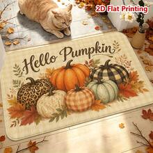 1/2件裝秋季門墊 Hello Pumpkin 秋季主題法蘭絨地墊，舒適柔軟吸水防滑可機洗，多功能居家玄關地毯，適用廚房、浴室、走廊，感恩節裝飾地板墊，適合客廳、臥室、陽台、洗衣房，營造秋季氛圍裝飾 - 彩色 - 查看 4