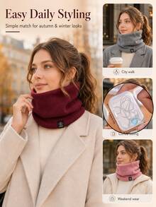 Unisex Warm Neck Warmer/Neck Gaiter, Elastic Neck Protection, Soft Warm Face Mask, Suitable For Autumn/Winter, Ideal For Outdoor Activities, Hiking, Cycling And Travel, Machine Washable, Comfortable And Cozy - Multicolor - View 11