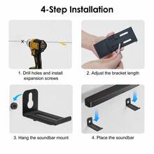 2pcs Adjustable Soundbar Wall Mount Brackets, Heavy Duty Metal Speaker Stands, Suitable For Installation Under TV, 4-6.1 Inch Extendable Depth, Non-Slip Pad Soundbar Brackets, 30lbs Load Capacity, Suitable For Home Theater Audio Systems - 2pcs - View 6