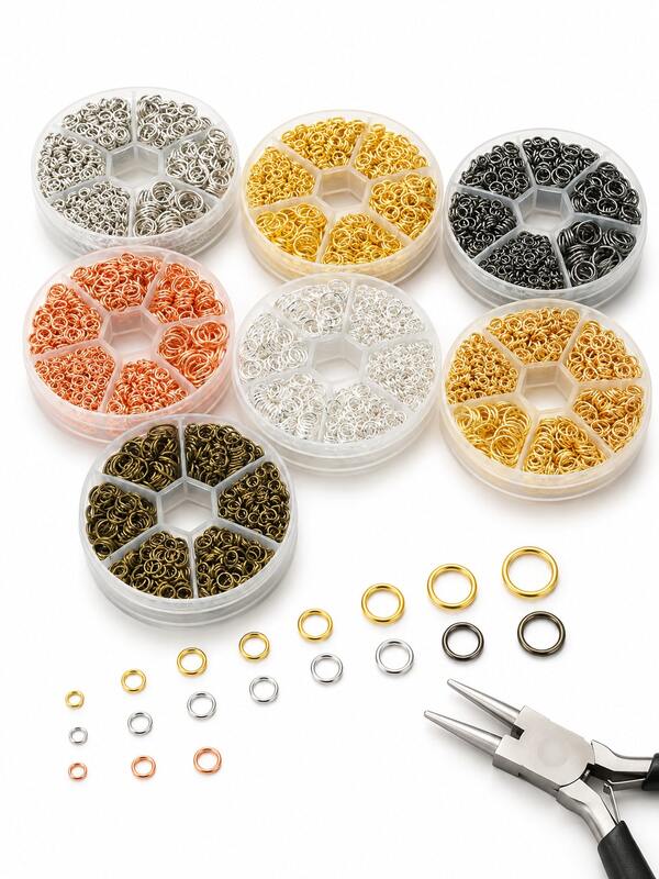 Handmade Jewelry Making Kit, Includes 1000pcs Open Jump Rings In Various Sizes (4mm-12mm) With Free Rings, Suitable For DIY Earrings, Necklaces And Other Jewelry Assembly, Made Of Round Metal Wire Connectors, Featuring Open Rings, Split Rings And Other Styles