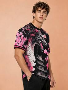 Personalized Japanese Men's Football Jersey & Dragon Pattern Youth Lightweight Soft & Match, Training, Casual Wear & Gift & Art Painting - Black - View 6