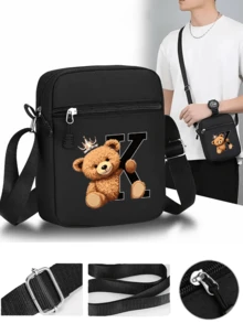 1pc/2pcs Crown Bear Personalized Pattern Design Printed Unisex Curved Brim Baseball Cap And Crossbody Bag, Street Fashion Outdoor Sports Baseball Cap And Bag, Adjustable, Gift For Yourself Or Friends - Multicolor - View 3