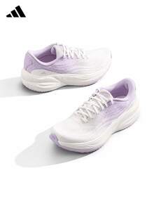Adidas 新款公路慢跑透氣運動輕盈緩震休閒女子跑步鞋 - 白色/紫色 - 查看 5