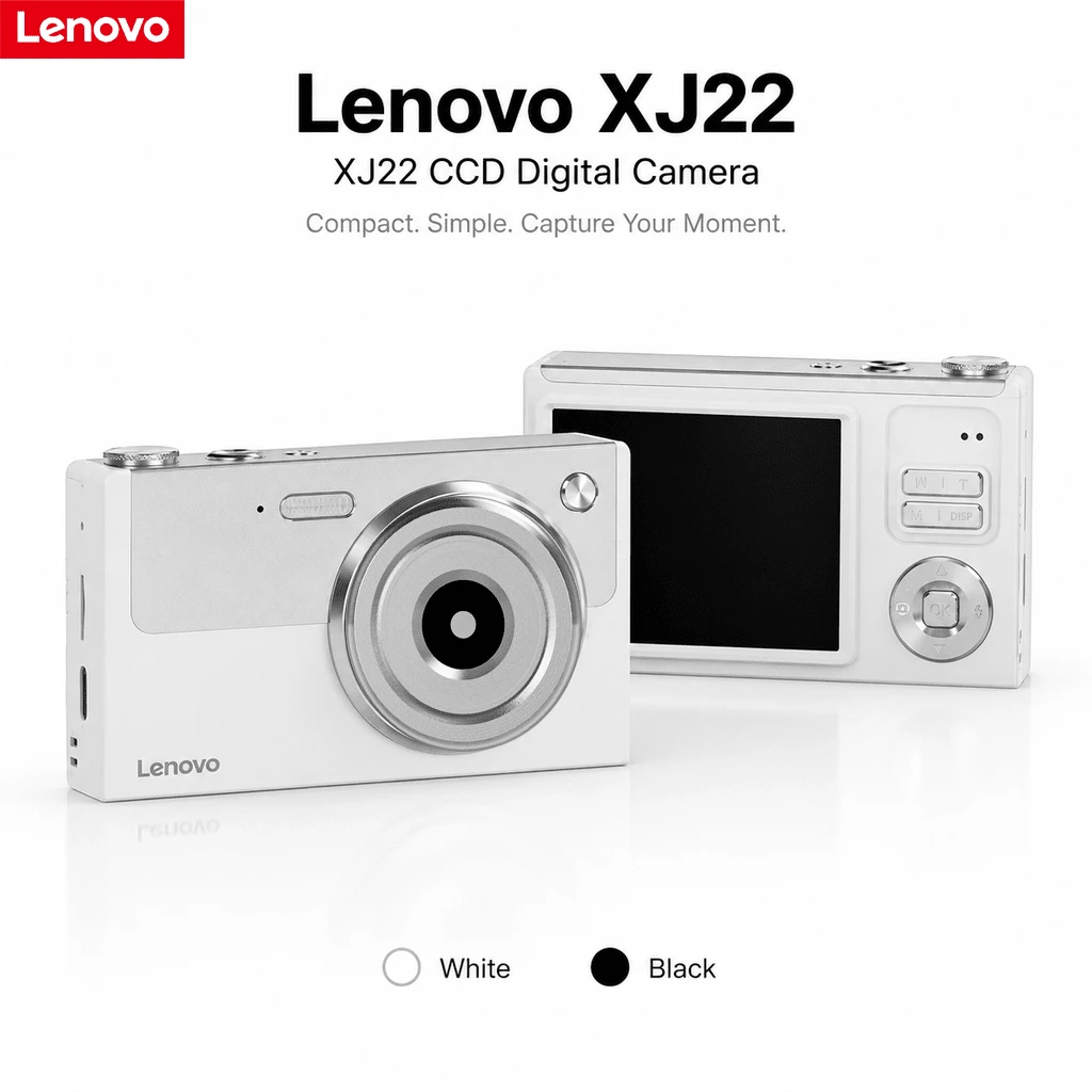 Lenovo XJ22 復古風 CCD-4K 數位攝影機,迷你便攜式攝錄機,配備 2.8 吋螢幕,內置 1000mAh 電池,支援影片錄製,附補光燈,適合初學者拍攝 Vlog 與旅行攝影 - 米黃色 - 查看 1