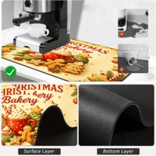 1pc Christmas Theme Kitchen Dish Drying Mat, Coffee Machine Mat, Absorbent Quick-Drying Tabletop Protector, Vintage Gingerbread Man Hot Drink Pattern, Suitable For Baking Studio, Home Christmas Dining Table, Holiday Atmosphere Table Decor, Home Gift - XYLSD-942 - View 9