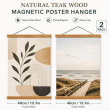 FRAMVIO 2 Pack Magnetic Poster Hanger Frame, Natural Wood Hanging Kit For Canvas Print, Photo & Artwork, Magnetic Wood Wall Frame For Diamond Painting, Easy DIY Poster Hanger, Multiple Sizes Available - Teak Wood - View 13
