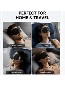 3D Contoured Sleep Mask, Zero Eye Pressure Eye Mask With Adjustable Strap, Deep Sleep, Travel, Nap, Yoga Relaxation - A - View 7