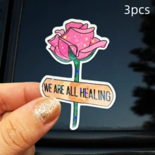 Gentle Healing Rose Slogan Stickers "We Are All Slowly Healing" Artistic Atmosphere Journal Water Bottle Decoration Stickers - Waterproof Vinyl Stickers - Durable Matte Surface, Self-Adhesive Bumper Stickers, Suitable For Cars, Windows, Laptops, Trucks, Water Bottles - Multi-Functional Durable Design, Car Stickers - Vinyl - View 12