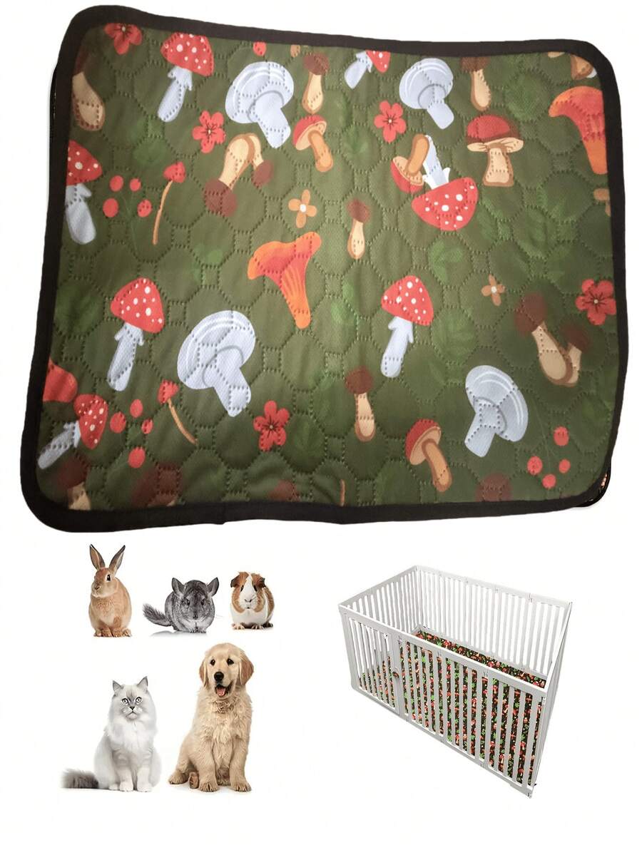 1pc Washable & Reusable Guinea Pig Bed Mat - High Absorbency Cage Liner, Cute Rabbit Design, Quick Dry & Easy To Clean, Suitable For Small Pets Like Guinea Pigs, Hamsters