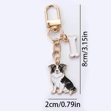 Cute Enamel Dog Keychain With Bone Charm, Gold-Tone Pet Lover Bag Pendant, Y2K Purse Backpack Accessory, Everyday Gift - Multicolor - View 14