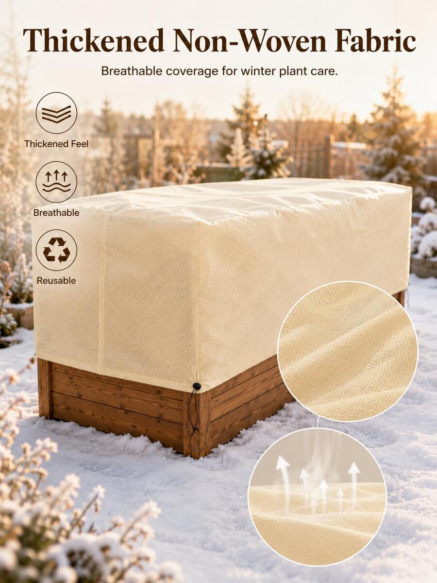 Raised Garden Bed Winter Plant Cover, Breathable Non-Woven Fabric Frost Protection Blanket With Drawstring, Windproof, Cold-Proof, Pest-Proof, Reusable Outdoor Planting Box Vegetable Seedling Cover - Multi-color - View 1