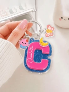 Custom Name Keychain Personalized Kids Bag Name Tag With Charms, Kids Bag Tag With Icon For Backpack, Lunch Box Tag, Back To School Gifts - Multicolor - View 2