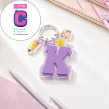 Custom Name Keychain Personalized Kids Bag Name Tag With Charms, Kids Bag Tag With Icon For Backpack, Lunch Box Tag, Back To School Gifts - Multicolor - View 14