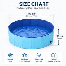 This Blue Foldable Pet Swimming Pool Is A Portable Outdoor Pool Suitable For Dogs To Swim And Cats To Play. It Has A Large Size And Is Equipped With A Drain Hole For Easy Cleaning. Made Of Durable Materials, It Offers Multiple Functions. - Multicolor - View 4
