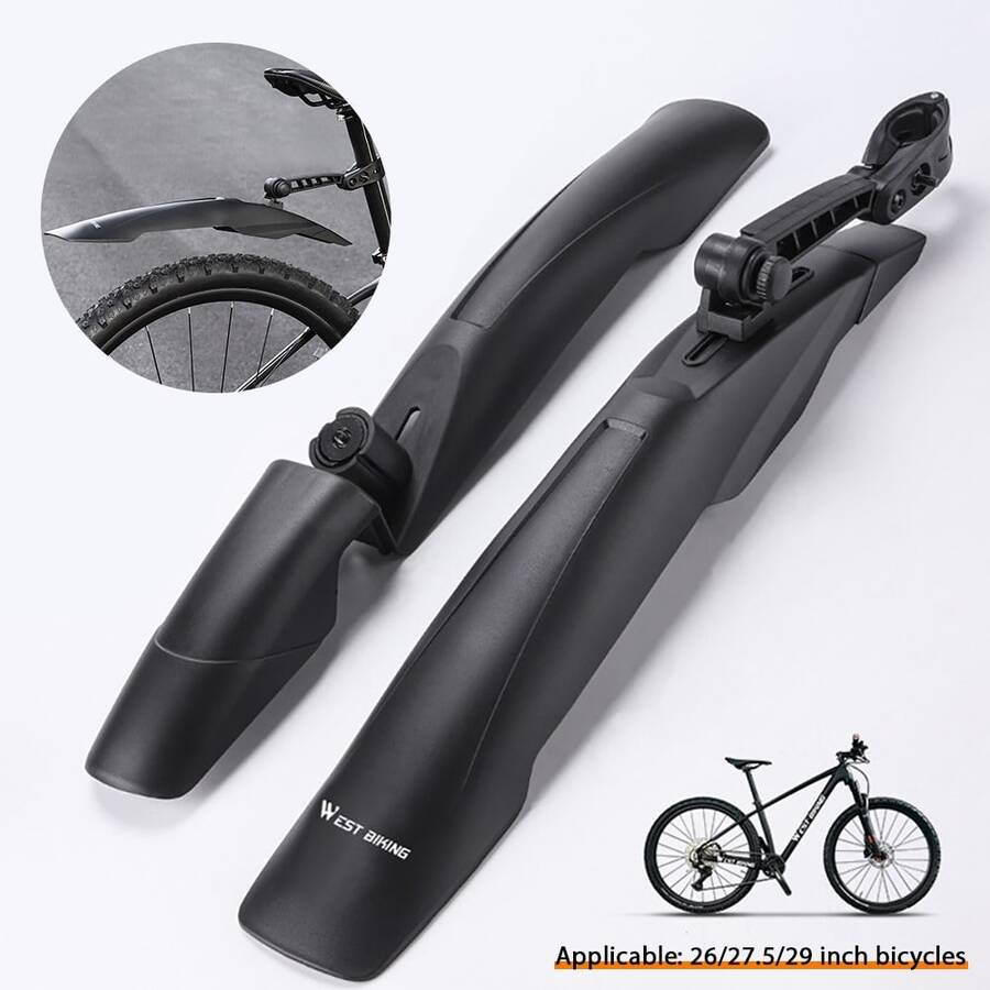 Bicycle Mudguard, Mountain Bike Quick Release Extended Mudguard, Suitable For 26/27.5/29 Inch Bicycle Riding Accessories - Black - View 1