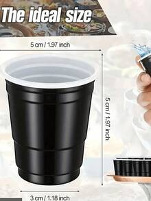 10/20pcs Bullet Cups, 2oz Mini Party Cups, Reusable Small Cups For Party Games, Suitable For Liquor, Cocktails, Wine, Condiments, Snacks, Juice. Perfect For Any Party! - Black - View 3
