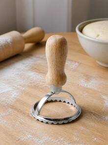 1pc Rustic Wooden Handle Round Dumpling Mold, Dumpling Maker And Italian Ravioli Cutter, Wavy Edge Dough Press, Suitable For Homemade Noodles, Pierogi, Dumplings, Mini Pies And Pastries, Convenient Manual Kitchen Baking Tool, Ideal For Home Cooking And Family Meal Preparation DIY Use - Multiple Styles and Colors - View 3