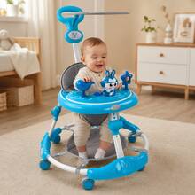 THE BABY SHOP Walker With Musical Rabbit Jumping Mat Mod Tek-205 - Blue - View 4