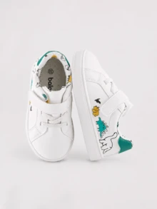 Balabala Toddler Boys' Dinosaur Cartoon Hook And Loop Sports Shoes - White - View 2