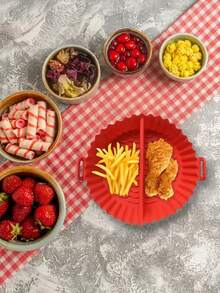 1pc Reusable Silicone Air Fryer Liner, Non-Stick Heat Resistant Air Fryer Basket, Easy To Clean Washable Silicone Baking Tray, Suitable For Oven And Microwave - Multiple Styles and Colors - View 6